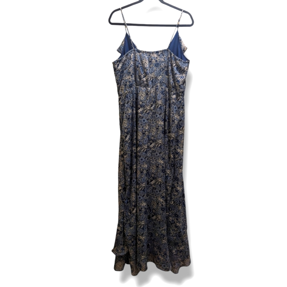 Banana Republic Factory Ruffle Wrap V-neck Blue & White Floral Midi Dress- L - Picture 4 of 14